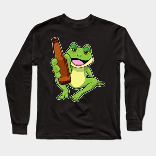 Frog with Bottle of Beer Long Sleeve T-Shirt